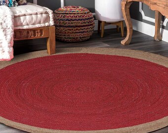 Red Round Rug, Round Red Area Rugs