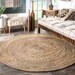 Hand Braided Bohemian Jute Area Rug Round Rag Rug Home Decor Rugs Shape Circle  Round 