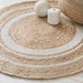 Indian Beautiful Handmade Braided Pure Jute with White Color Boundary Area Round Rugs Home Decor Bohemian Indian Carpet Floor Decor Rag Rugs 