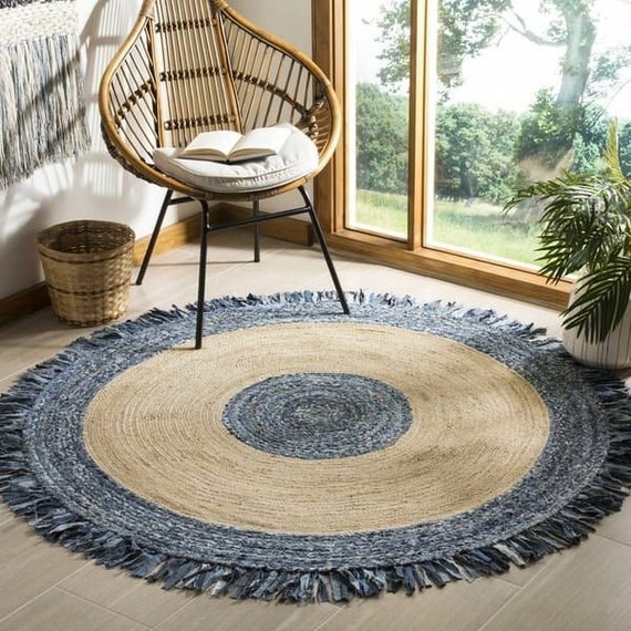 Beautiful Handmade Braided Floor Decor Bohemian Jute Cotton | Etsy