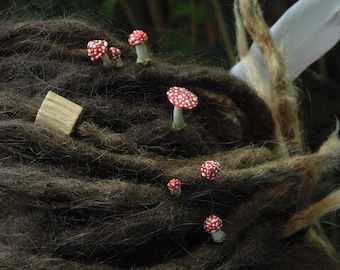 Realistic tiny Fly Agaric handmade hair pins ~ Forest inspired handmade accessories