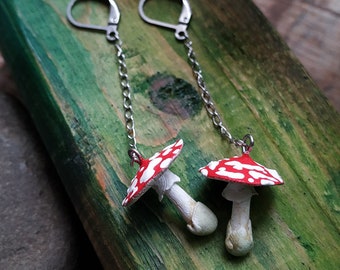 Pendientes de seta Amanita mosca hechos a mano