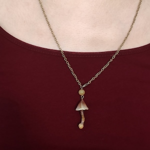 Fairy Magic Mushroom Necklace ~ Liberty cap (Psilocybe semilanceata)