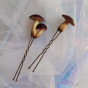 Goblincore aesthetic ~ Handmade realistic Boletus edulis Mushroom Hair Pins