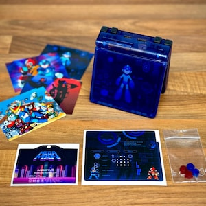 Anbernic RG35XX SP Super MegaMan Mod-knoppen, stickers en papieren kaartinzetstuk (apparaat niet inbegrepen)