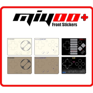 May include: A set of six front stickers for various retro gaming consoles. The stickers are printed on white, gray, and black backgrounds with different colored buttons and text. The stickers include designs for the Super Nintendo, Game Boy, and Sega Genesis consoles.