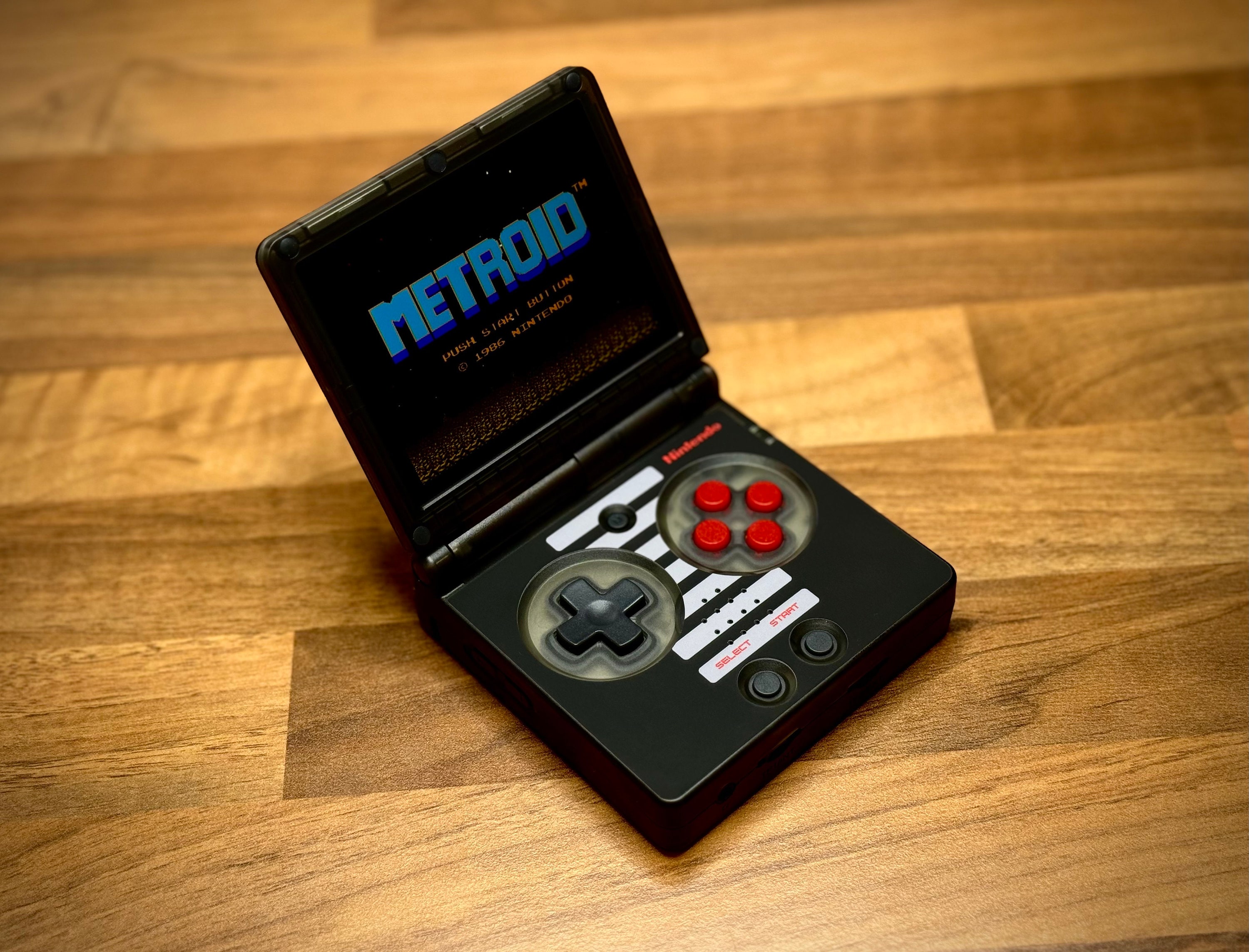 Anbernic RG35XX SP Black NES Mod Buttons and Sticker (device
