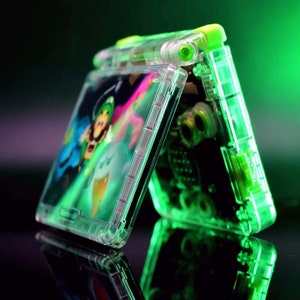 Inserto de tarjeta superior para Gameboy Advance SP Luigi GLOW in the Dark (dispositivo/carcasa no incluidos)