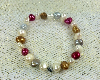 All Natural Beautiful Freshwater Cultured Pearl Stretch Bracelet for Girls/ Traditional / Timeless / Child / Kid / Gift / Birthday