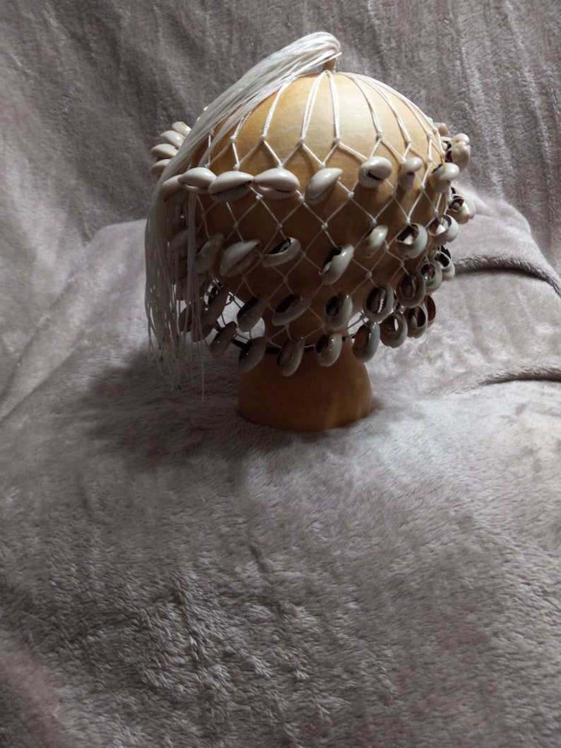 African Cowery Shell Natural Shekere West Hand Held Shaker Gourd Rattle ...