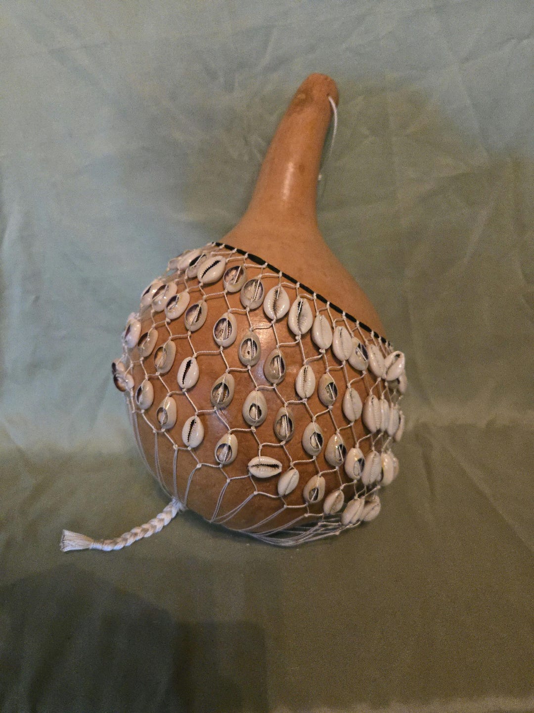 Huge Natural Cowrie Shell African Calabash Shaker Netted Gourd Rattle ...