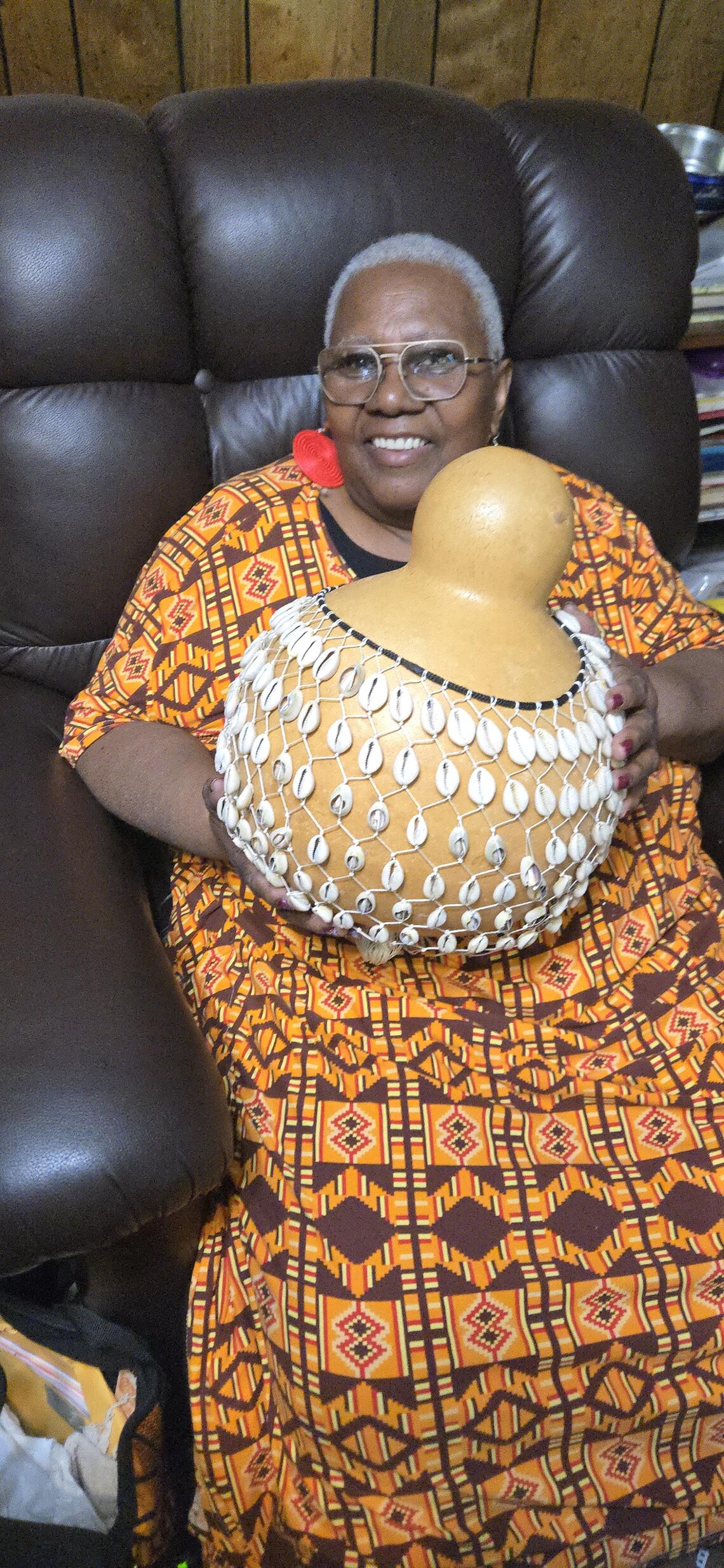Huge African Shell Shaker Shekere Gourd Rattle Musical One of a Kind ...