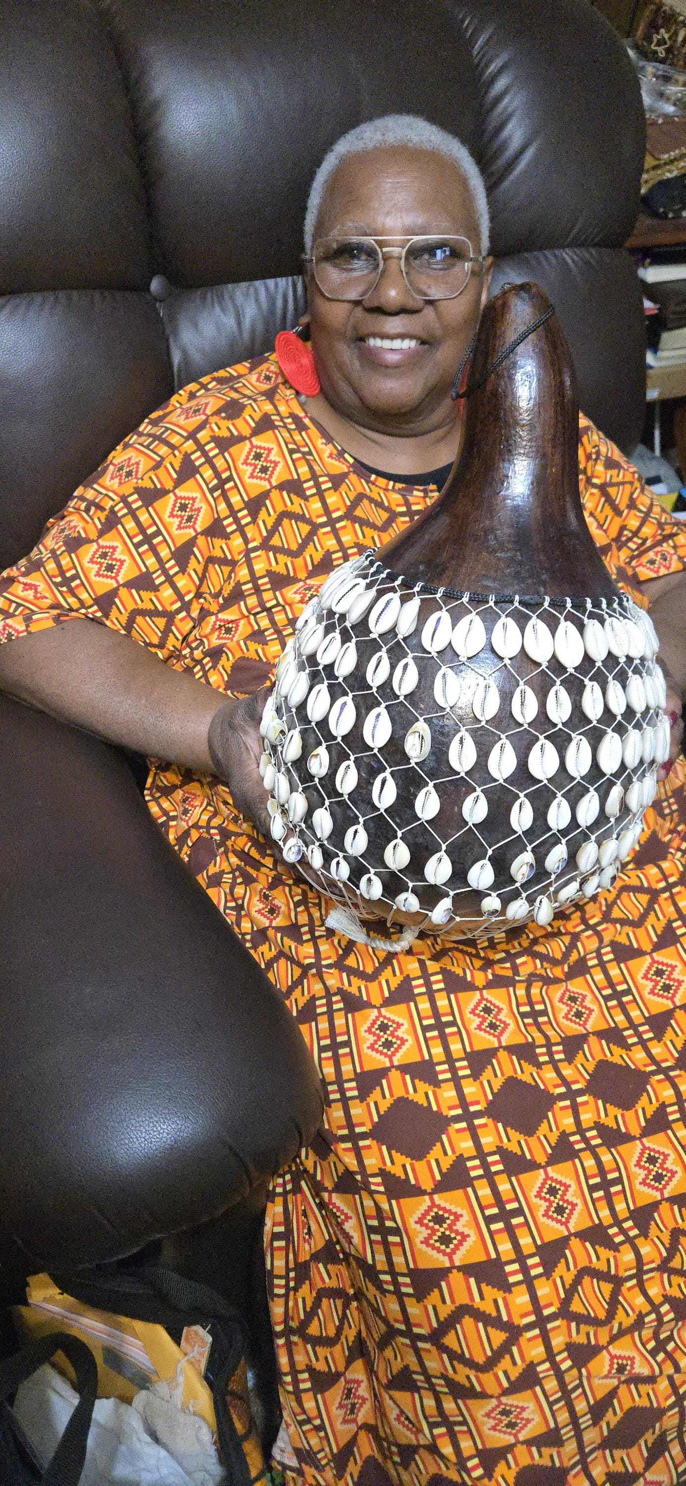Shell Shakers Instrument Huge African Shell Shaker Shekere Gourd Rattle Musical One of a Kind ...