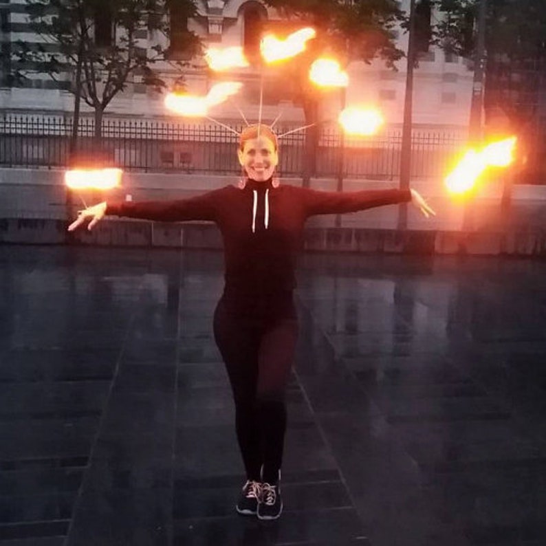 tribal fusion /& flow art fire show Headdress For Belly dance FIRE CROWN
