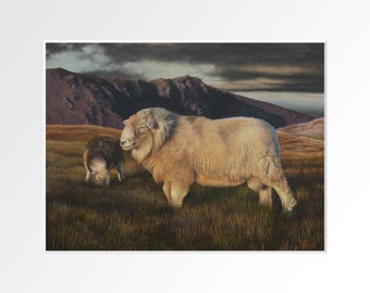 Herdwick Tup i Ewe wydruk artystyczny | Lake District Herdwick wydruk | Lake District malarstwo | Herdwick Sheep malarstwo | Animal Print