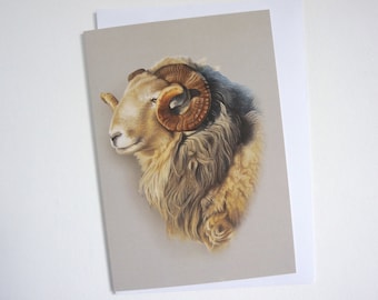 Herdwick Tup Card, Herdwick Sheep Card, Sheep Greetings Card, Sheep Gift Card, Animal Print Greetings Card, Lake District