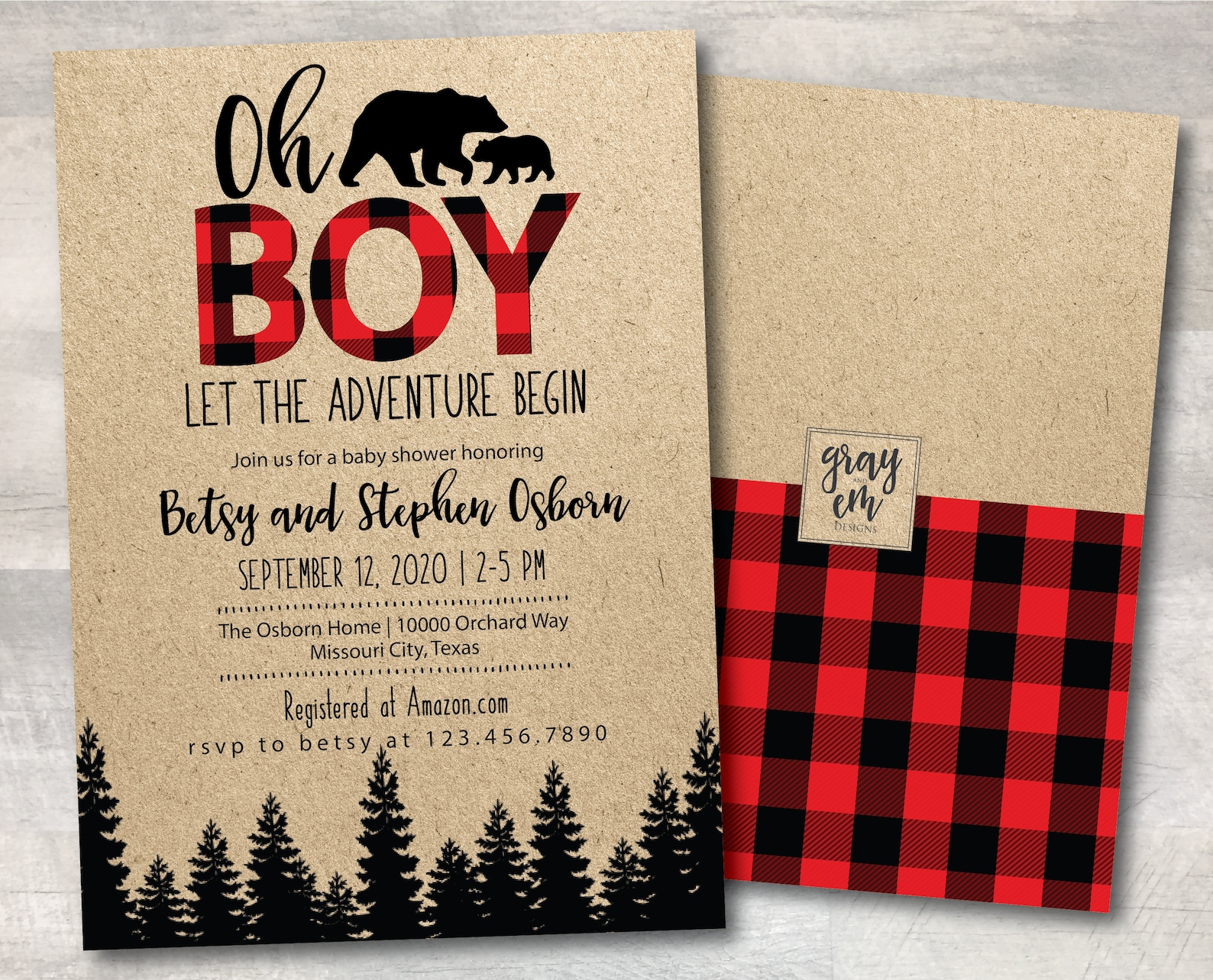 Oh Boy Baby Shower Invitation Lumberjack Baby Digital File Etsy