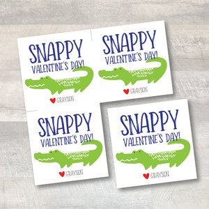 Crocodile Valentine Cards - 3"x3" | Printable Valentine Cards | Digital Card