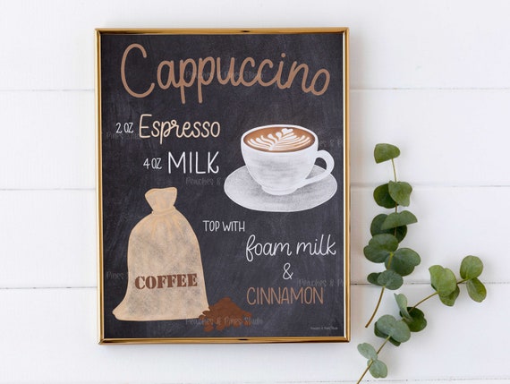 Coffee Sign Cappuccino Chalkboard Coffee Chalk Art Coffee Bar Accessories  Coffee Station Prints Wall Art Coffee Station Sign 