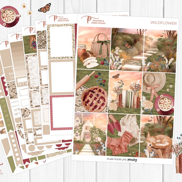 Wildflower - Vertical Planner Stickers | Erin Condren Stickers - Weekly Planner Kit - Flowers Spring Summer - Wildflowers Flower - Country