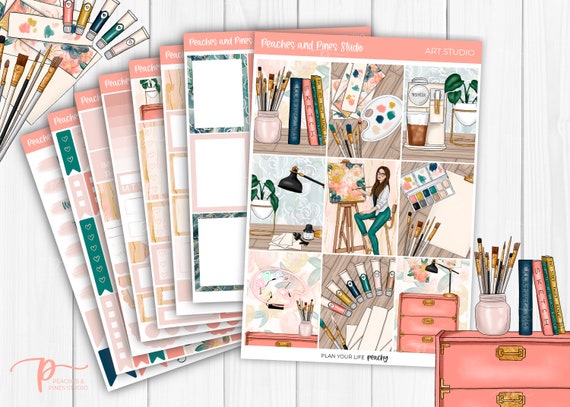 Art Studio Vertical Planner Stickers Erin Condren Stickers Weekly Planner  Kit Creative Art Studio Artistic Creation Creativity 