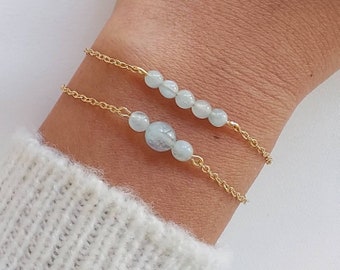 Aquamarine bracelet, March birthday gift, natural stone bracelet, 2 choices available.