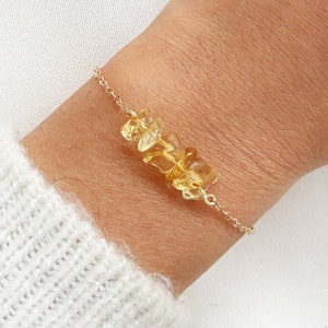 Bracelet citrine, bracelet pierre brute, bracelet femme, bracelet chaîne or. image 4