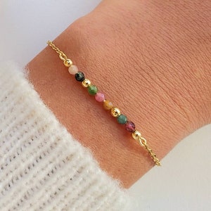 Bracelet minimaliste en acier inoxydable, bracelet tourmaline, bracelet topaze, bracelet améthyste, bracelet turquoise, cadeau pour femme. image 3
