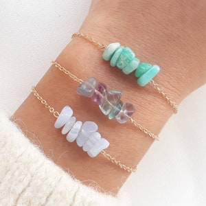 Bracelet citrine, bracelet pierre brute, bracelet femme, bracelet chaîne or. image 7