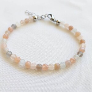 Multicolored moonstone bracelet, fine moonstone, elastic bracelet. image 2