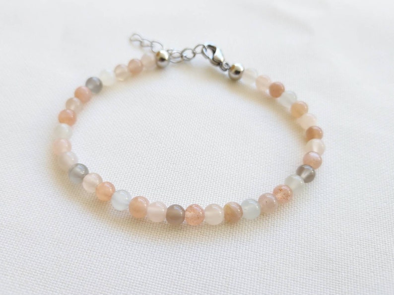 Multicolored moonstone bracelet, fine moonstone, elastic bracelet. image 2