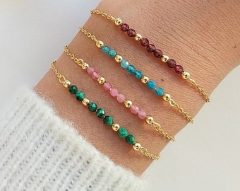 Natural stone bracelet, garnet bracelet, blue apatite bracelet, tourmaline bracelet, malachite bracelet, women's bracelet.