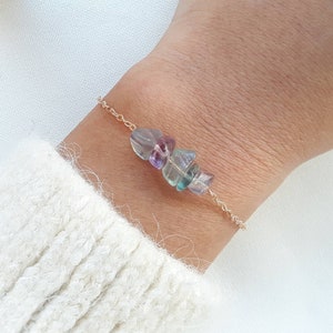 Bracelet fluorite, pierre brute naturelle, cadeau femme.