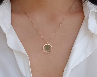 Aventurin-Halskette, Edelstahlkette mit Natursteinanhänger, Geschenkidee zum Geburtstag.