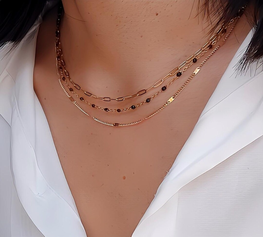 Collier 3 Rangs Multicolore Satellite - Perles En Cristal Swarovski, Métal Bronze, Style Bohème, Occasion