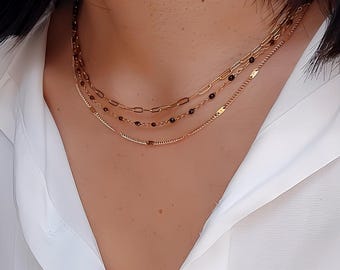 Multi-strand Necklace, Stainless Steel Necklace, Fine Gold