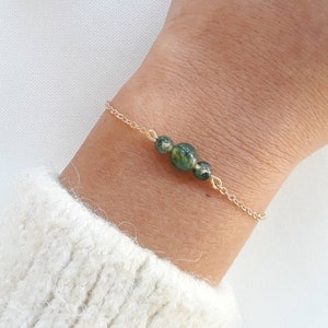 Bracelet agate mousse verte, bracelet femme, bracelet pierre naturelle, cadeau Noël pour femme. 1. Agate mousse 3