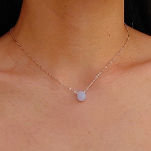 Collier calcedoine bleue goutte à facettes, cadeau bijoux femme, chaîne très fine. image 4