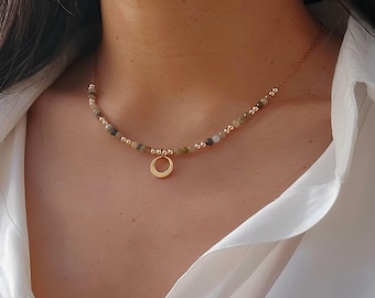 Jade necklace, Burmese jade pearl necklace, green pearl necklace, women's gift, boho jewelry, Christmas gift, jade jewelry.