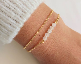 Moonstone bracelet, pearl bracelet, women's gift