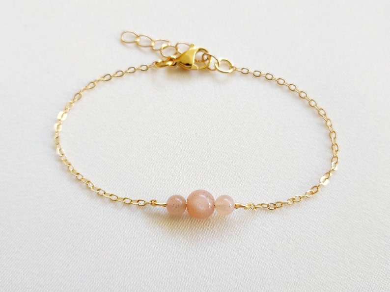 Moonstone bracelet, women's bracelet, fine gold bracelet, thin gold bracelet, white moonstone, pink moonstone, Christmas gift. image 4