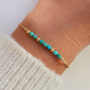 Bracelet minimaliste en acier inoxydable, bracelet tourmaline, bracelet topaze, bracelet améthyste, bracelet turquoise, cadeau pour femme. image 9