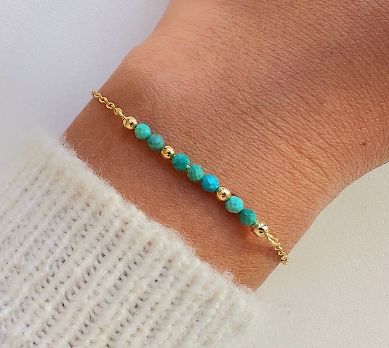 Bracelet minimaliste en acier inoxydable, bracelet tourmaline, bracelet topaze, bracelet améthyste, bracelet turquoise, cadeau pour femme. image 9