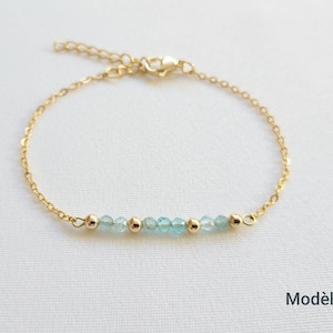 Bracelet minimaliste en acier inoxydable, bracelet tourmaline, bracelet topaze, bracelet améthyste, bracelet turquoise, cadeau pour femme. Modèle 2