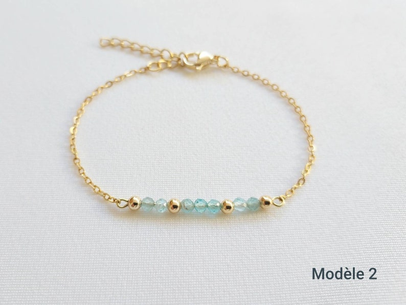 Bracelet minimaliste en acier inoxydable, bracelet tourmaline, bracelet topaze, bracelet améthyste, bracelet turquoise, cadeau pour femme. Modèle 2