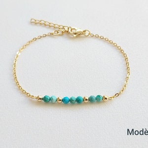 Bracelet minimaliste en acier inoxydable, bracelet tourmaline, bracelet topaze, bracelet améthyste, bracelet turquoise, cadeau pour femme. Modèle 4