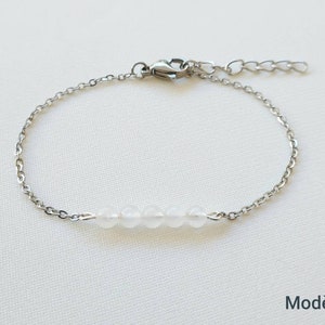 Moonstone bracelet, natural stone bracelet, women's jewelry, fine gold bracelet, gift for women, fine gold bracelet, Christmas gift. image 7