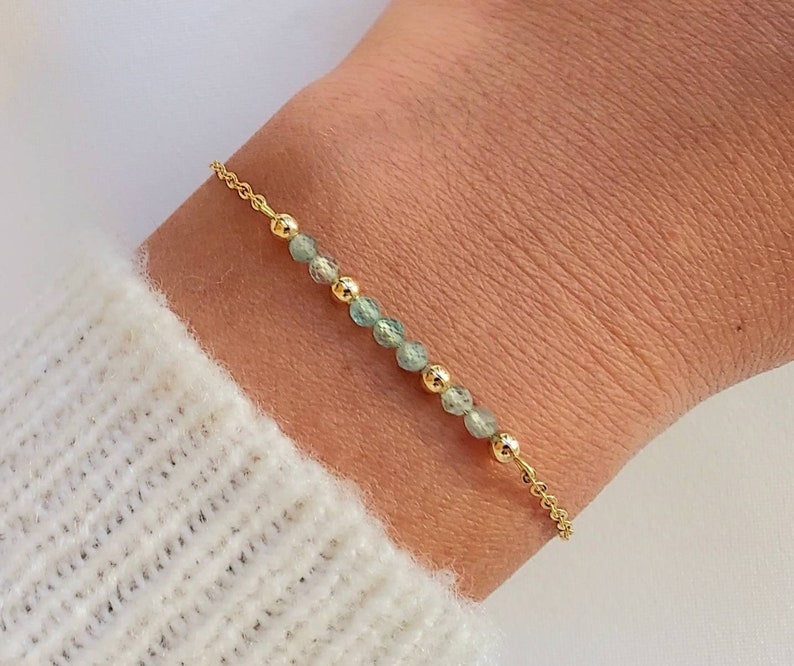 Bracelet minimaliste en acier inoxydable, bracelet tourmaline, bracelet topaze, bracelet améthyste, bracelet turquoise, cadeau pour femme. image 5