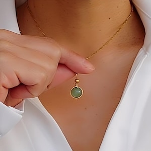 Aventurine pendant necklace, stainless steel necklace, green aventurine necklace, natural stone jewelry, birthday gift
