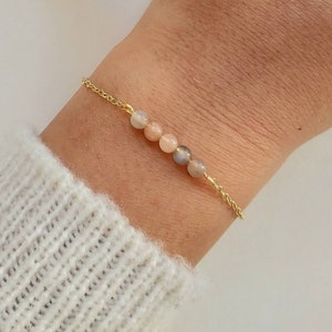 Bracelet pierre de lune, bracelet pierre naturelle, bijoux femme, bracelet fin or, cadeau pour femme, bracelet fin doré, cadeau Noël. zdjęcie 4